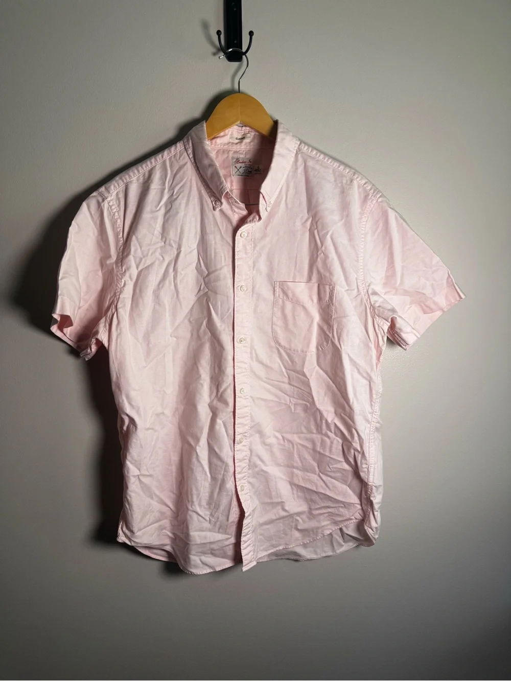 J.Crew Organic Cotton Broken-In Oxford Button Up Shirt Pale Rose Large